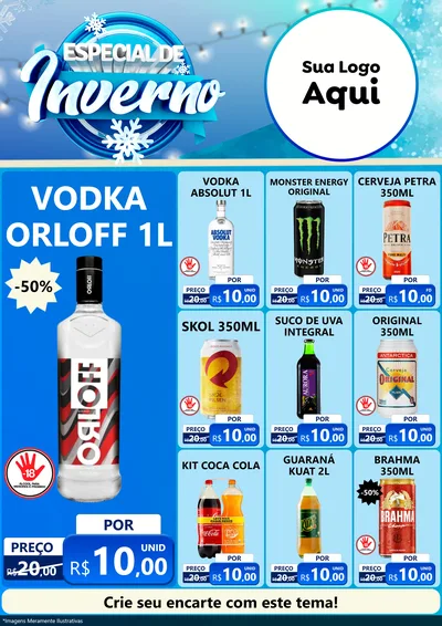 Modelo de Encarte para Encarte A4 Vertical com o tema Especial de Inverno para Distribuidora de bebidas