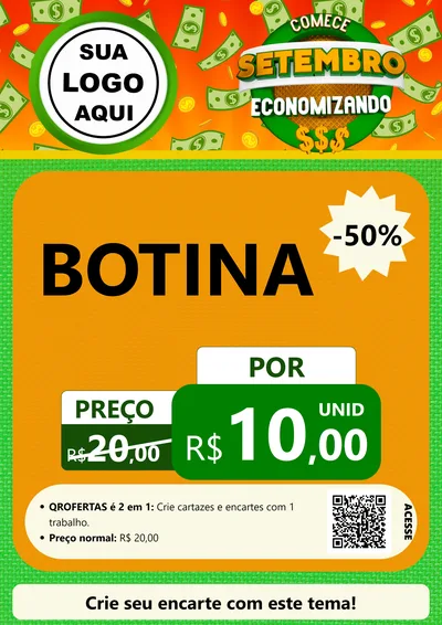 Modelo de Cartaz para Cartaz A4 Vertical com o tema Comece Setembro Economizando para Agropecuária