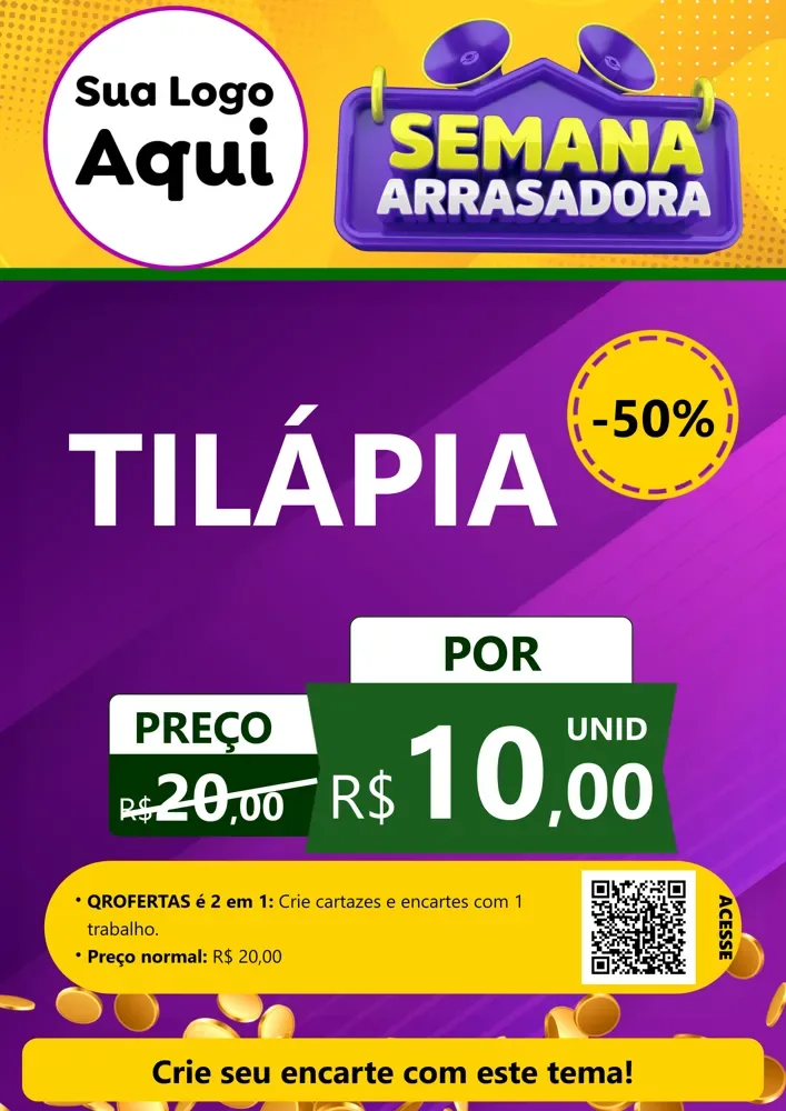 Modelo de Cartaz para Cartaz A4 Vertical com o tema Semana Arrasadora para Peixaria