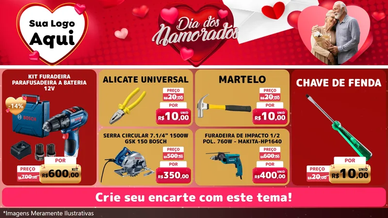 Modelo de TV para TV Horizontal com o tema Dia Dos Namorados para Maquinas e Ferramentas