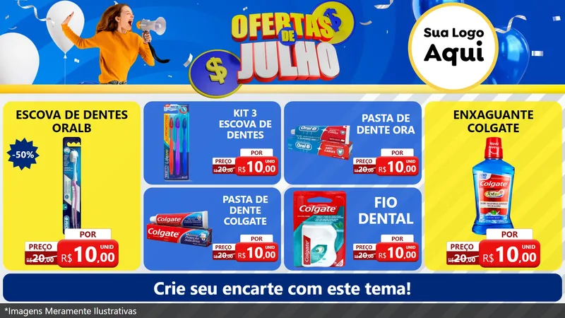 Modelo de TV para TV Horizontal com o tema Ofertas de Julho para Higiene Pessoal