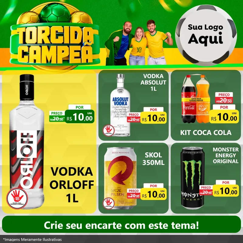 Modelo de Rede Social para Feed Facebook com o tema Torcida Campeã - Copa para Distribuidora de bebidas