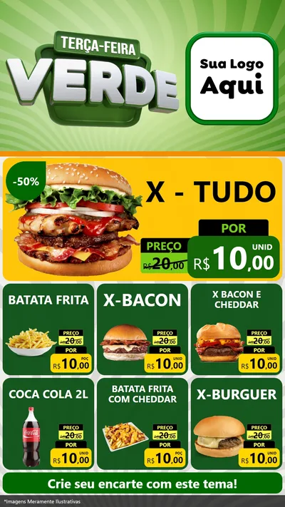 Modelo de Rede Social para Stories com o tema Terça - Feira Verde para Hamburgueria