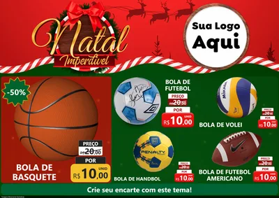 Modelo de Encarte para Encarte A4 Horizontal com o tema Natal Imperdível para Artigos Esportivos