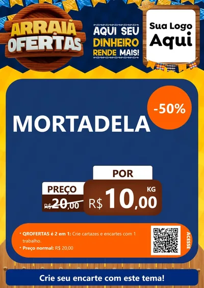 Modelo de Cartaz para Cartaz A4 Vertical com o tema Arraiá de Ofertas - Junina para Frios e Laticínios
