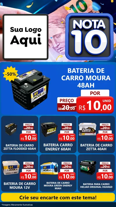 Modelo de Rede Social para Stories com o tema Nota 10 para Baterias Elétricas