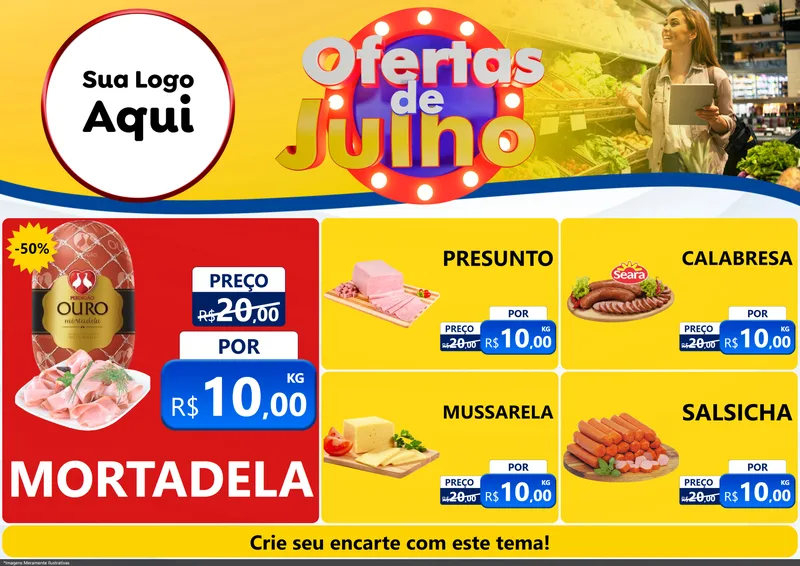 Modelo de Encarte para Encarte A4 Horizontal com o tema Ofertas de Julho para Frios e Laticínios