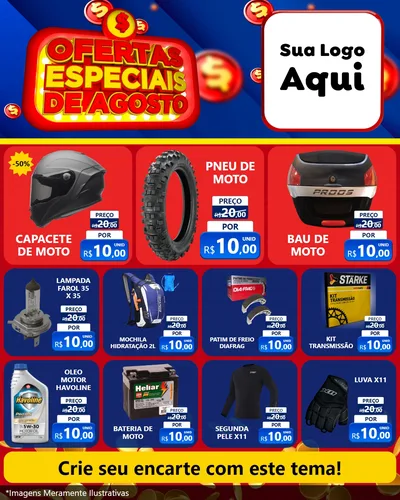 Modelo de Rede Social para Feed Instagram com o tema Ofertas Especiais de Agosto para Moto peças