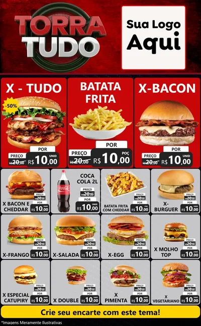 Modelo de Encarte para Encarte Grande com o tema Torra Tudo para Hamburgueria