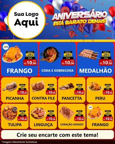 Modelo de Rede Social para Feed Instagram com o tema Aniversário para Assados
