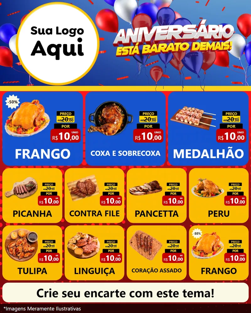 Modelo de Rede Social para Feed Instagram com o tema Aniversário para Assados
