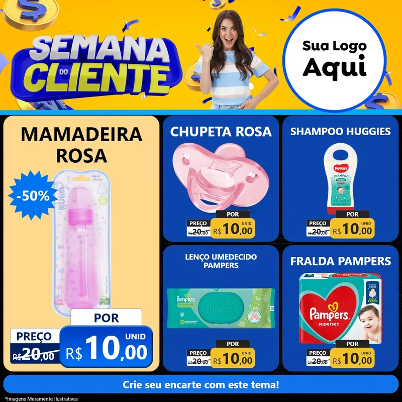 Modelo de Rede Social para Feed Facebook com o tema Semana do Cliente para Bebês