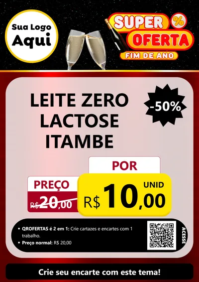 Modelo de Cartaz para Cartaz A4 Vertical com o tema Super Oferta Fim de Ano para Frios e Laticínios