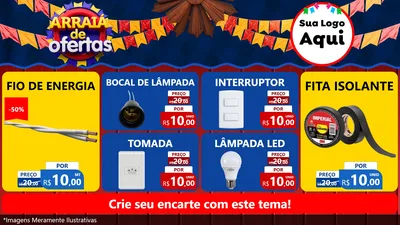 Modelo de TV para TV Horizontal com o tema Arraiá de Ofertas para Materiais Elétricos
