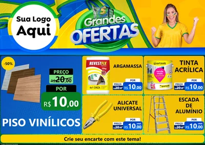 Modelo de Encarte para Encarte A4 Horizontal com o tema Grandes Ofertas para Material para Construção