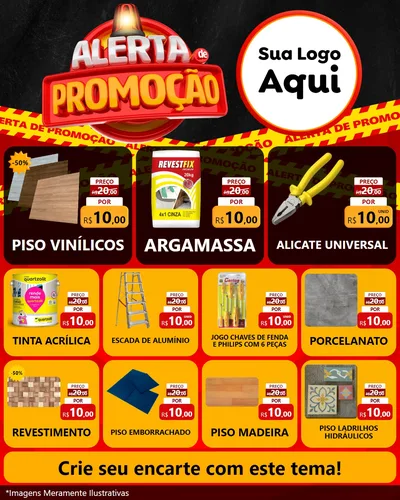 Modelo de Rede Social para Feed Instagram com o tema Alerta de Promoção para Material para Construção