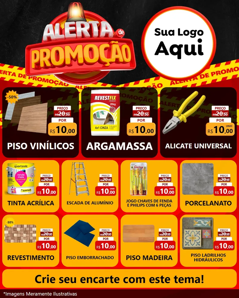 Modelo de Rede Social para Feed Instagram com o tema Alerta de Promoção para Material para Construção