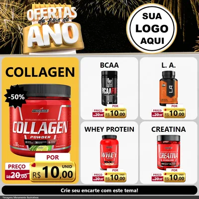 Modelo de Rede Social para Feed Facebook com o tema Ofertas de Fim de Ano para Suplementos alimentares