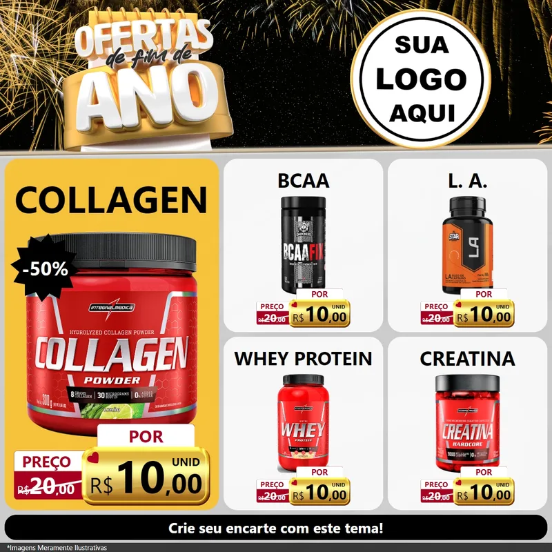 Modelo de Rede Social para Feed Facebook com o tema Ofertas de Fim de Ano para Suplementos alimentares