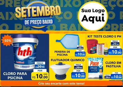 Modelo de Encarte para Encarte A4 Horizontal com o tema Setembro De Preço Baixo para Produtos para Piscina