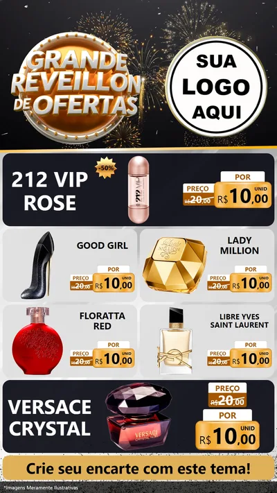 Modelo de TV para TV Vertical com o tema Grande Réveillon de Ofertas para Perfumes