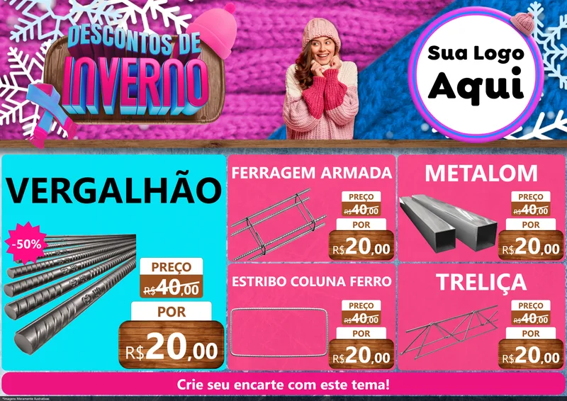 Modelo de Encarte para Encarte A4 Horizontal com o tema Descontos de Inverno para Ferragens