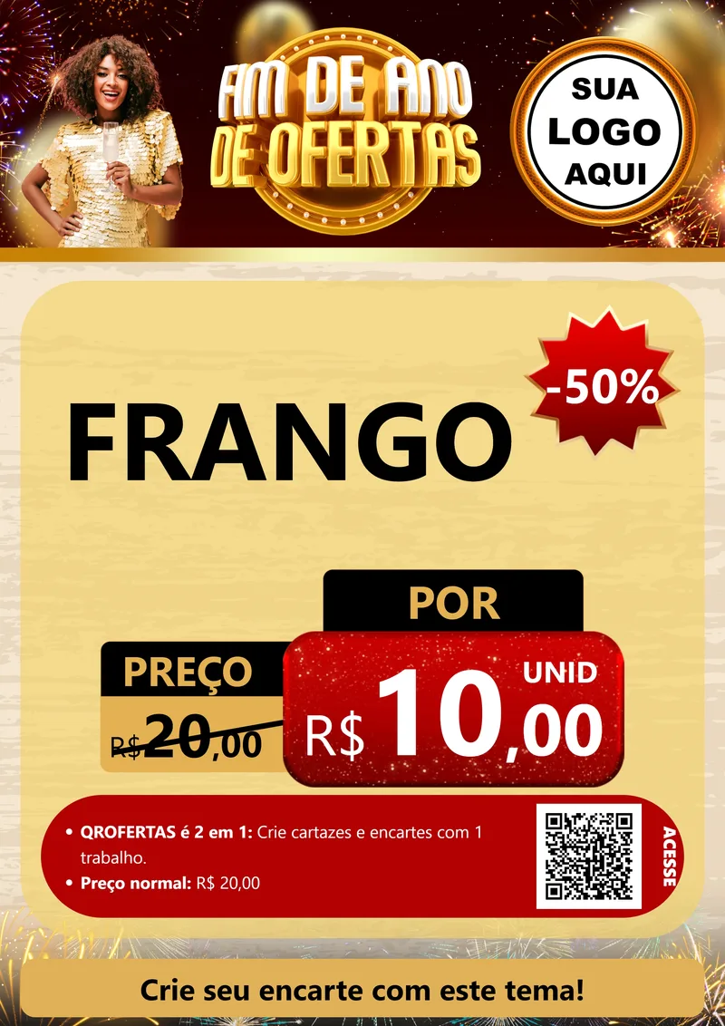 Modelo de Cartaz para Cartaz A4 Vertical com o tema Fim de Ano de Ofertas para Assados