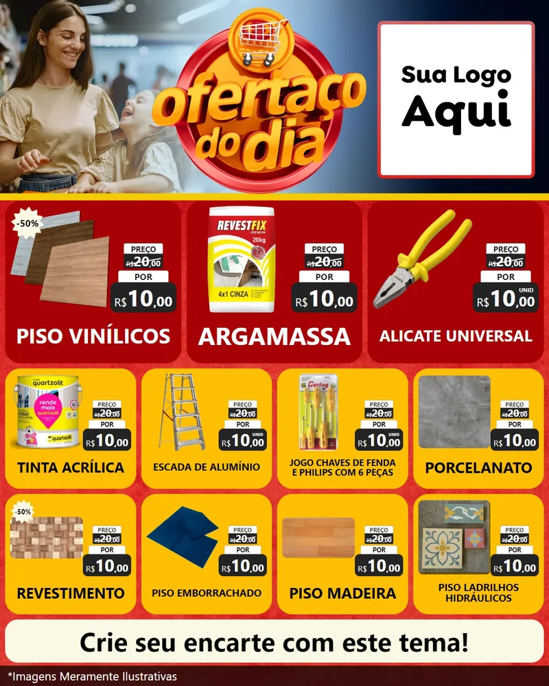 Modelo de Rede Social para Feed Instagram com o tema Ofertaço Do Dia para Material para Construção