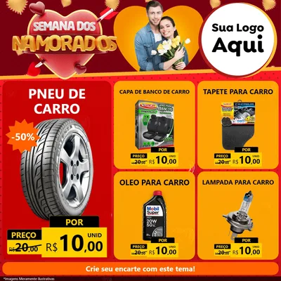 Modelo de Rede Social para Feed Facebook com o tema Semana dos Namorados para Auto peças