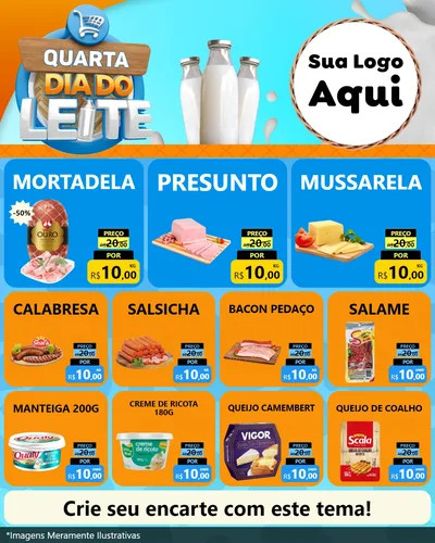 Modelo de Rede Social para Feed Instagram com o tema Quarta Dia do Leite para Frios e Laticínios