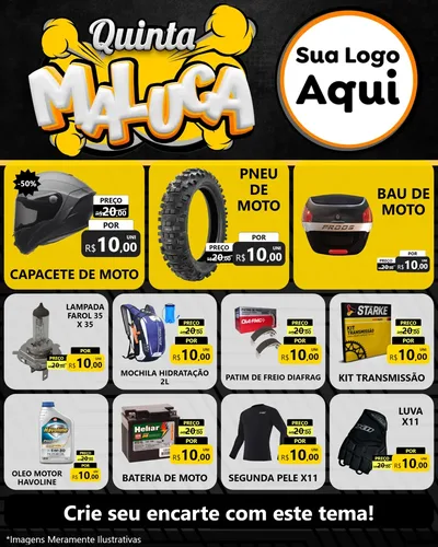 Modelo de Rede Social para Feed Instagram com o tema Quinta Maluca para Moto peças