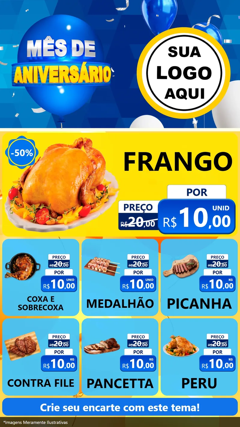 Modelo de Rede Social para Stories com o tema Mês de Aniversário para Assados