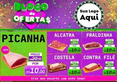 Modelo de Encarte para Encarte A4 Horizontal com o tema Bloco de Ofertas para Açougue