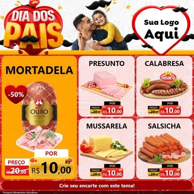 Modelo de Rede Social para Feed Facebook com o tema Dia dos Pais para Frios e Laticínios