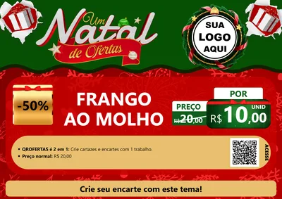 Modelo de Cartaz para Cartaz A4 Horizontal com o tema Um Natal de Ofertas para Restaurante