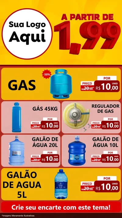 Modelo de TV para TV Vertical com o tema A Partir de Um e Noventa e Nove - 1,99 para Água e gás