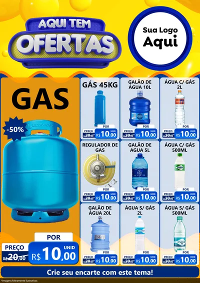 Modelo de Encarte para Encarte A4 Vertical com o tema Aqui Tem Ofertas para Água e gás