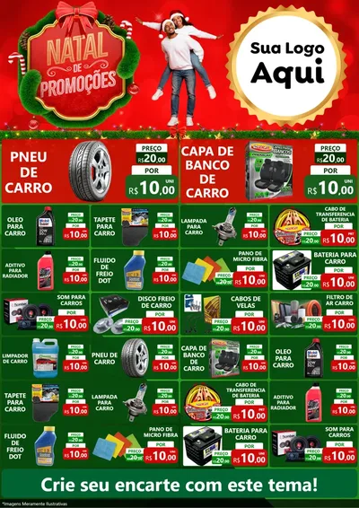 Modelo de Encarte para Encarte A4 Vertical com o tema Natal de Promoções para Auto peças