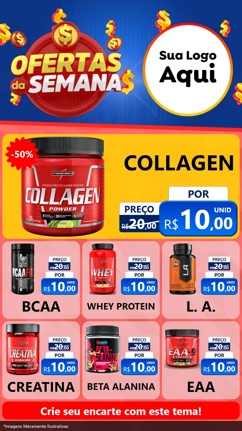 Modelo de Rede Social para Stories com o tema Ofertas Da Semana para Suplementos alimentares
