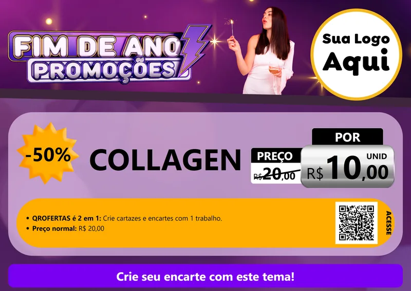Modelo de Cartaz para Cartaz A4 Horizontal com o tema Fim de Ano Promoções para Suplementos alimentares