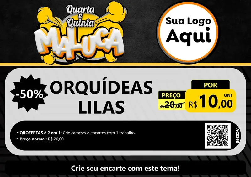 Modelo de Cartaz para Cartaz A4 Horizontal com o tema Quarta e Quinta Maluca para Floricultura e jardim