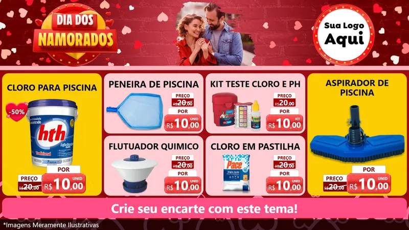 Modelo de TV para TV Horizontal com o tema Dia Dos Namorados para Produtos para Piscina