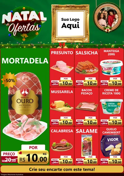 Modelo de Encarte para Encarte A4 Vertical com o tema Natal de Ofertas para Frios e Laticínios