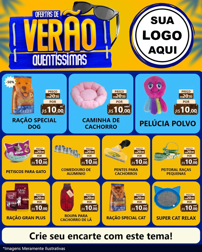 Modelo de Rede Social para Feed Instagram com o tema Ofertas de Verão Quentíssimas para Pet Shop