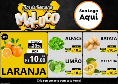 Modelo de Encarte para Encarte A4 Horizontal com o tema Fim de Semana Maluco para Hortifrúti