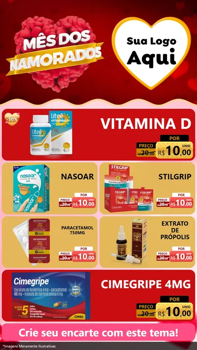 Modelo de TV para TV Vertical com o tema Mês dos Namorados para Farmácia