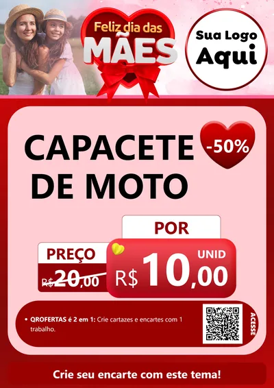Modelo de Cartaz para Cartaz A4 Vertical com o tema Feliz Dia Das Mães para Moto peças