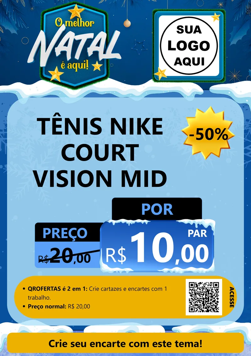 Modelo de Cartaz para Cartaz A4 Vertical com o tema O Melhor Natal É Aqui! para Calçados