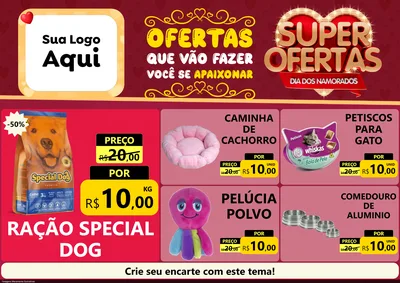 Modelo de Encarte para Encarte A4 Horizontal com o tema Dia dos Namorados para Pet Shop