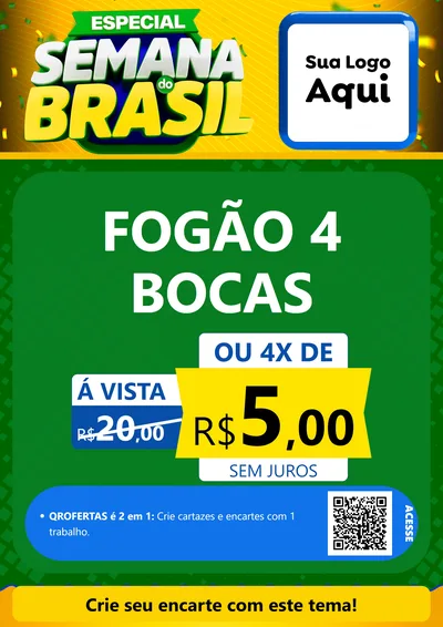 Modelo de Cartaz para Cartaz A4 Vertical com o tema Especial Semana do Brasil para Móveis e Eletro